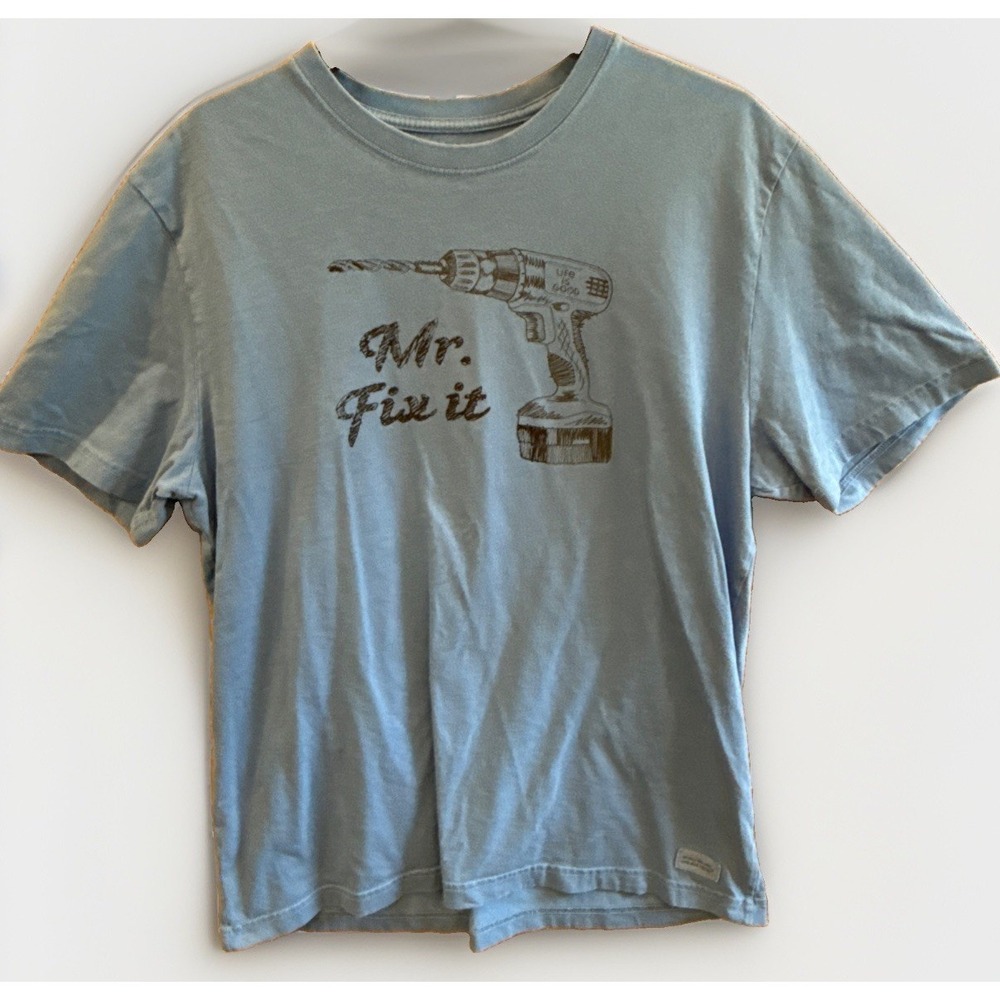Life Is Good Shirt Mens L Blue Mr. Fix It Tool Classic Dad Gift